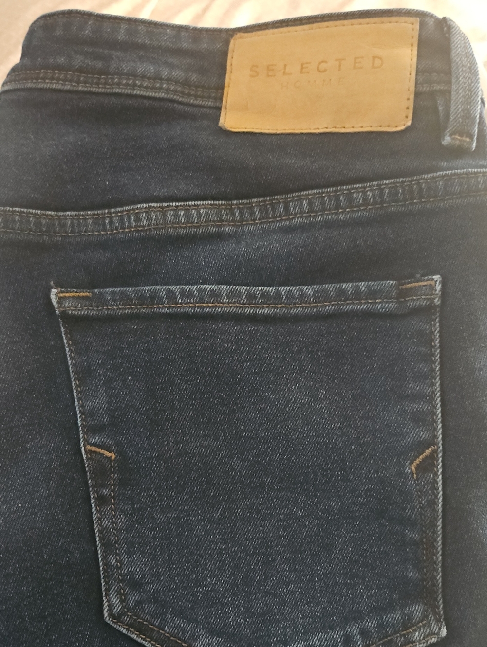 Mens Selected Homme Dark Wash Jeans - Back Pocket Detail